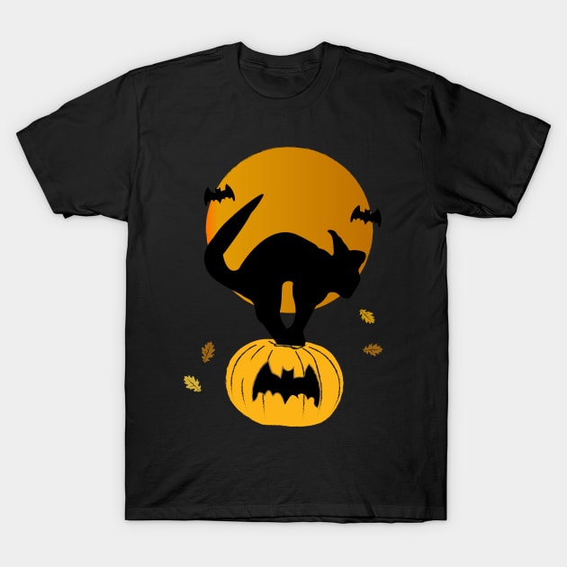 Black Cat for Halloween T-Shirt by Zhalmalina